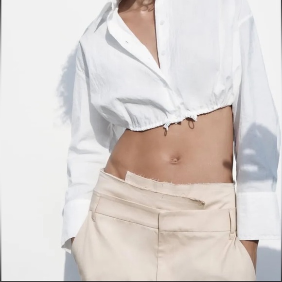 Zara Women's High Waist Belted Gabardine Fabric Pants - Picture 8 of 10